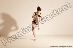 Underwear Martial art Woman White Moving poses Average long brown Dynamic poses Academic